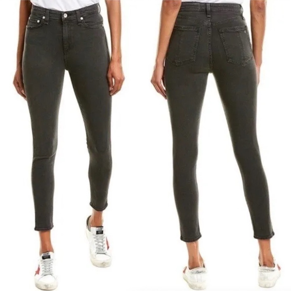 Rag & Bone Nina high-rise ankle skinny jeans w/ stretch, charcoal gray WYTHE